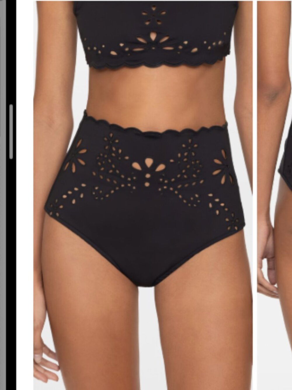 Sea Liat Embroidery High Waisted Bikini Bottoms NWT Size Medium Black